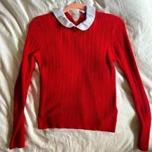 Brooks brothers long sleeve white collared womens medium red top
